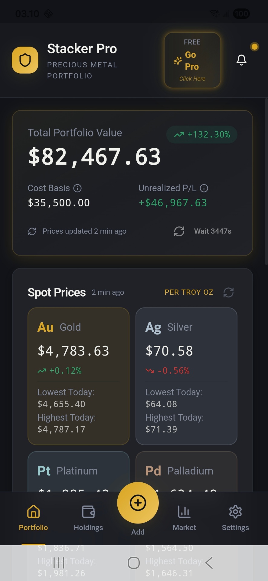 StackerPro – Precious Metal Portfolio Tracker
